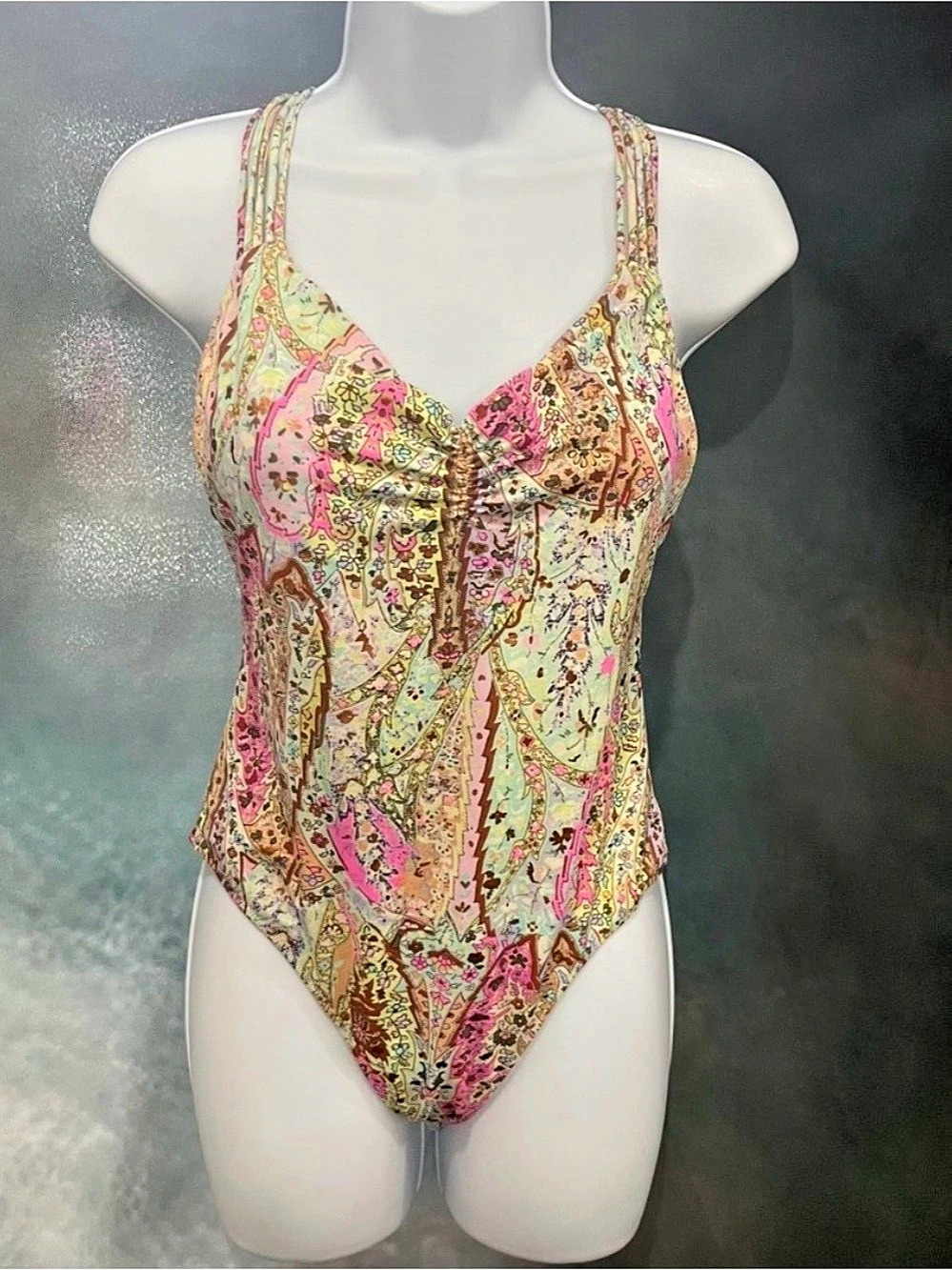 Victoria’s Secret Paisley Strappy Back One-Piece Swimsuit in Multicolor
